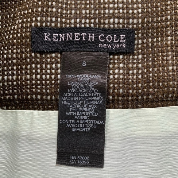Kenneth Cole Brown Woven A-line Front Pleat Wool Skirt - Picture 3 of 4